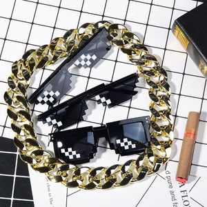 VIVIBEE Funny Black 8 Bits Mosaic Sunglasses Oculos Deal With It Cool Thug Life Pixels Cartoon Glasses Fancy Party Shade