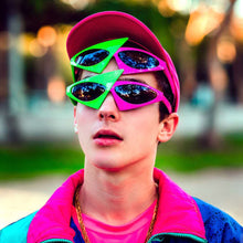 Load image into Gallery viewer, VIVIBEE Green Red Glasses Fancy Party Festival Sunglasses Hip Hop Unique Punk Roy Purdy Funny Shades 2022 Trending Product
