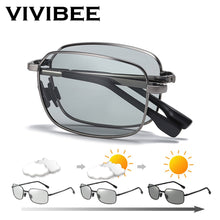 Carica l'immagine nel visualizzatore di Gallery, VIVIBEE Men Fold Pochromic Sunglasses with Polarized Lens Rectangle Folding Metal Male Sun Glasses 2022 Trending Products