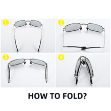 Carica l'immagine nel visualizzatore di Gallery, VIVIBEE Men Fold Pochromic Sunglasses with Polarized Lens Rectangle Folding Metal Male Sun Glasses 2022 Trending Products