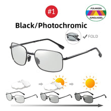 Carica l'immagine nel visualizzatore di Gallery, VIVIBEE Men Fold Pochromic Sunglasses with Polarized Lens Rectangle Folding Metal Male Sun Glasses 2022 Trending Products