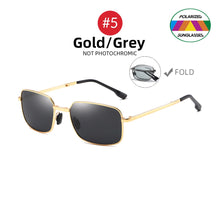 Carica l'immagine nel visualizzatore di Gallery, VIVIBEE Men Fold Pochromic Sunglasses with Polarized Lens Rectangle Folding Metal Male Sun Glasses 2022 Trending Products