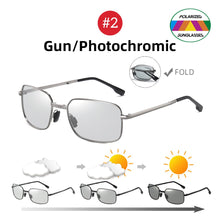 Carica l'immagine nel visualizzatore di Gallery, VIVIBEE Men Fold Pochromic Sunglasses with Polarized Lens Rectangle Folding Metal Male Sun Glasses 2022 Trending Products