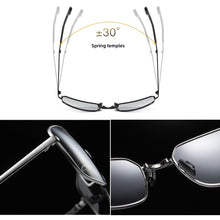 Carica l'immagine nel visualizzatore di Gallery, VIVIBEE Men Fold Pochromic Sunglasses with Polarized Lens Rectangle Folding Metal Male Sun Glasses 2022 Trending Products