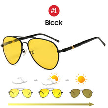 Load image into Gallery viewer, VIVIBEE Men Pochromic Night Vision Polarizing Sun Glasses Pilot Style Aluminum Women Polarized Driving Sunglasses Yellow