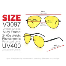 Load image into Gallery viewer, VIVIBEE Men Pochromic Night Vision Polarizing Sun Glasses Pilot Style Aluminum Women Polarized Driving Sunglasses Yellow