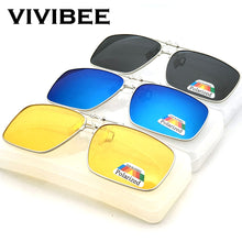 Load image into Gallery viewer, VIVIBEE Mens Metal Clip on Sunglasses for Myopia Eyeglasses Polarized UV400 Women Square Night Vision Driving Sun Glasses