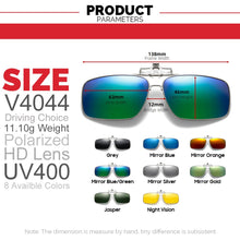 Load image into Gallery viewer, VIVIBEE Mens Metal Clip on Sunglasses for Myopia Eyeglasses Polarized UV400 Women Square Night Vision Driving Sun Glasses