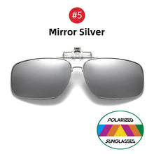 Load image into Gallery viewer, VIVIBEE Mens Metal Clip on Sunglasses for Myopia Eyeglasses Polarized UV400 Women Square Night Vision Driving Sun Glasses