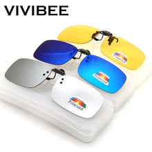 Carica l'immagine nel visualizzatore di Gallery, VIVIBEE Mirror Blue Flip Up Clip on Sunglasses Men Polarized Lens Metal Clips Night Vision Safe Driving UV400 Glasses for Women