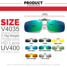 Carica l'immagine nel visualizzatore di Gallery, VIVIBEE Mirror Blue Flip Up Clip on Sunglasses Men Polarized Lens Metal Clips Night Vision Safe Driving UV400 Glasses for Women