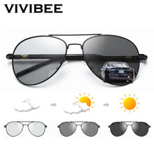 Load image into Gallery viewer, VIVIBEE Photochromic Sunglasses Mens Aviation Polarized UV400 Day and Night Vision Driving Sun Glasses Women Titanium Goggles