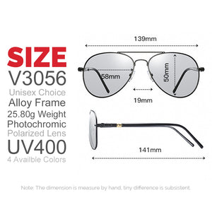 VIVIBEE Photochromic Sunglasses Mens Aviation Polarized UV400 Day and Night Vision Driving Sun Glasses Women Titanium Goggles