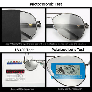 VIVIBEE Photochromic Sunglasses Mens Aviation Polarized UV400 Day and Night Vision Driving Sun Glasses Women Titanium Goggles