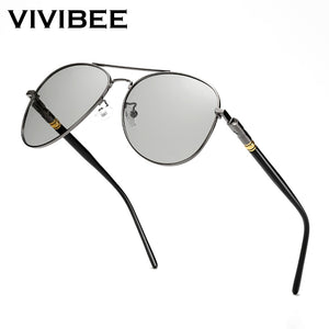 VIVIBEE Photochromic Sunglasses Mens Aviation Polarized UV400 Day and Night Vision Driving Sun Glasses Women Titanium Goggles