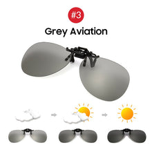 Carica l'immagine nel visualizzatore di Gallery, VIVIBEE Polarized Square Flip Up Clip on Sunglasses Men Pochromic Polarised Women Sun Glasses for Night Driving Lens
