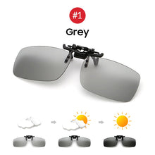 Carica l'immagine nel visualizzatore di Gallery, VIVIBEE Polarized Square Flip Up Clip on Sunglasses Men Pochromic Polarised Women Sun Glasses for Night Driving Lens
