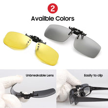 Carica l'immagine nel visualizzatore di Gallery, VIVIBEE Polarized Square Flip Up Clip on Sunglasses Men Pochromic Polarised Women Sun Glasses for Night Driving Lens