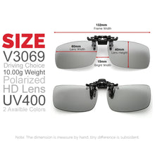 Carica l'immagine nel visualizzatore di Gallery, VIVIBEE Polarized Square Flip Up Clip on Sunglasses Men Pochromic Polarised Women Sun Glasses for Night Driving Lens