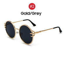 Carica l&#39;immagine nel visualizzatore di Gallery, VIVIBEE Retro Skull Claw Round Sunglasses for Women Fishion 2023 Trending Product Gothic Sun Glasses Gold Metal Frame Shades