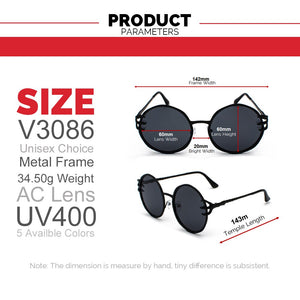 VIVIBEE Retro Skull Claw Round Sunglasses for Women Fishion 2023 Trending Product Gothic Sun Glasses Gold Metal Frame Shades