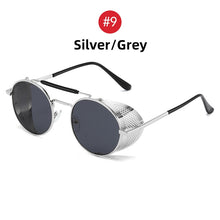 Load image into Gallery viewer, VIVIBEE Steampunk Sunglasses Men 2023 Trending Gothic Round Alloy Red Metal Punk Goggles Retro Party Sun Glasses