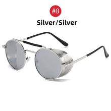 Load image into Gallery viewer, VIVIBEE Steampunk Sunglasses Men 2023 Trending Gothic Round Alloy Red Metal Punk Goggles Retro Party Sun Glasses