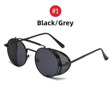 Load image into Gallery viewer, VIVIBEE Steampunk Sunglasses Men 2023 Trending Gothic Round Alloy Red Metal Punk Goggles Retro Party Sun Glasses