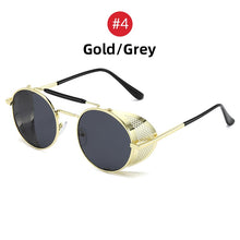 Load image into Gallery viewer, VIVIBEE Steampunk Sunglasses Men 2023 Trending Gothic Round Alloy Red Metal Punk Goggles Retro Party Sun Glasses