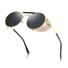 Load image into Gallery viewer, VIVIBEE Steampunk Sunglasses Men 2023 Trending Gothic Round Alloy Red Metal Punk Goggles Retro Party Sun Glasses