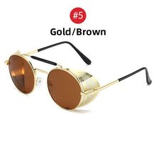 Load image into Gallery viewer, VIVIBEE Steampunk Sunglasses Men 2023 Trending Gothic Round Alloy Red Metal Punk Goggles Retro Party Sun Glasses