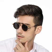 Load image into Gallery viewer, VIVIBEE Steampunk Sunglasses Men 2023 Trending Gothic Round Alloy Red Metal Punk Goggles Retro Party Sun Glasses