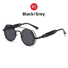 Load image into Gallery viewer, VIVIBEE Steampunk Sunglasses Men Round Red Lens Punk Sun Glasses Black Metal Gothic Style 2022  Products Women UV400 Shades
