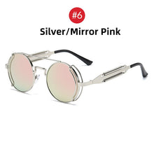 Load image into Gallery viewer, VIVIBEE Steampunk Sunglasses Men Round Red Lens Punk Sun Glasses Black Metal Gothic Style 2022  Products Women UV400 Shades