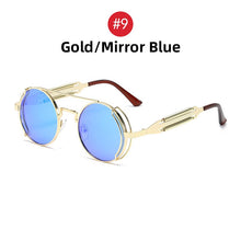 Load image into Gallery viewer, VIVIBEE Steampunk Sunglasses Men Round Red Lens Punk Sun Glasses Black Metal Gothic Style 2022  Products Women UV400 Shades