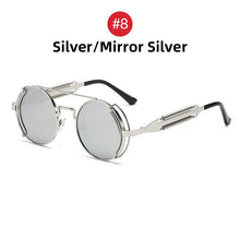 Load image into Gallery viewer, VIVIBEE Steampunk Sunglasses Men Round Red Lens Punk Sun Glasses Black Metal Gothic Style 2022  Products Women UV400 Shades