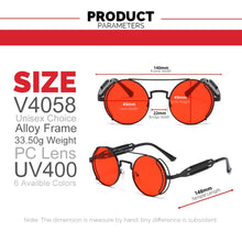 Load image into Gallery viewer, VIVIBEE Steampunk Sunglasses Men Round Red Lens Punk Sun Glasses Black Metal Gothic Style 2022  Products Women UV400 Shades