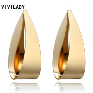 Classic Shining Metal Dangle Drop Earrings Women Gold Color Water Drop Brincos Bijoux Jewelry Wedding Party Gifts