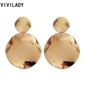 Fashion Gold Color Round Metal Dangle Drop Earrings Women African Wedding Brincos Boho Jewelry Party Gift Drop Shipping