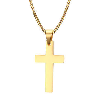 Classic Mens Cross Pendant Necklace 24 Stainless Steel Link Chain Necklace Statement Jewelry