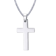 Load image into Gallery viewer, Classic Mens Cross Pendant Necklace 24 Stainless Steel Link Chain Necklace Statement Jewelry