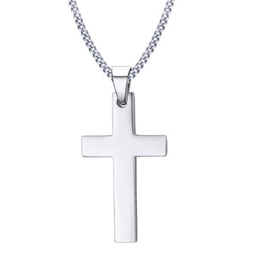 Classic Mens Cross Pendant Necklace 24 Stainless Steel Link Chain Necklace Statement Jewelry