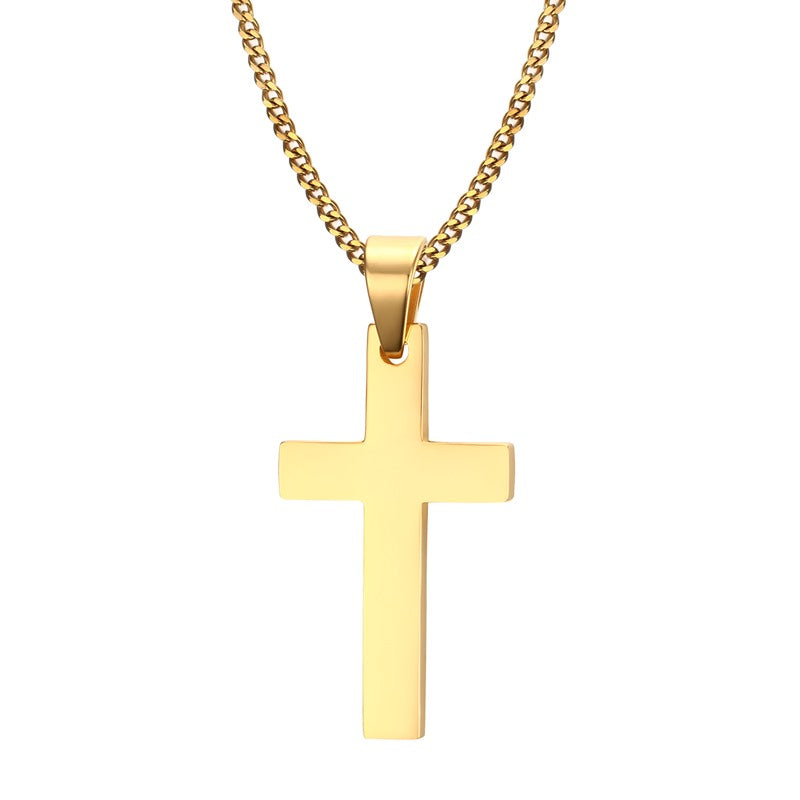 Classic Mens Cross Pendant Necklace 24 Stainless Steel Link Chain Necklace Statement Jewelry