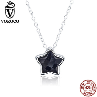 Collana a catena con ciondoli semplici a stella delicata in argento sterling 925 con pietra dorata per gioielli da donna 