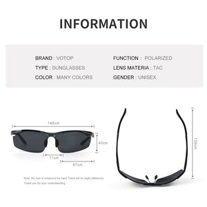 VOTOP Polarized Sunglasses Men Anti Glare Lens UV400 Aluminium Magnesium Frame Sun Glasses For Driving Fishing Travel