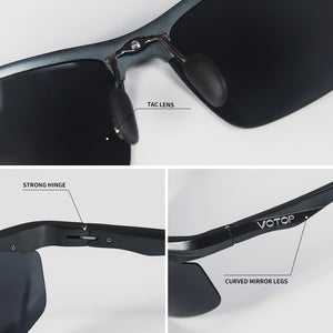 VOTOP Polarized Sunglasses Men Anti Glare Lens UV400 Aluminium Magnesium Frame Sun Glasses For Driving Fishing Travel