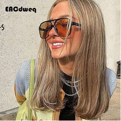 VVintage Square Sunglasses Women Brand Designer Double bridge Gradient Sun Glasses Orange Big Frame Retro Oculos De Sol