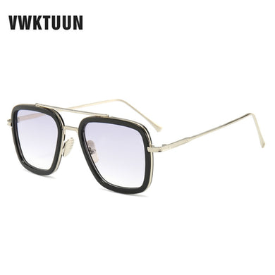 VWKTUUN Square Iron Man Style Sunglasses for women Men Twin Beams Brand Design Sun Glasses Oculos Retro Glasses Frames