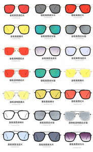 VWKTUUN Square Iron Man Style Sunglasses for women Men Twin Beams Brand Design Sun Glasses Oculos Retro Glasses Frames