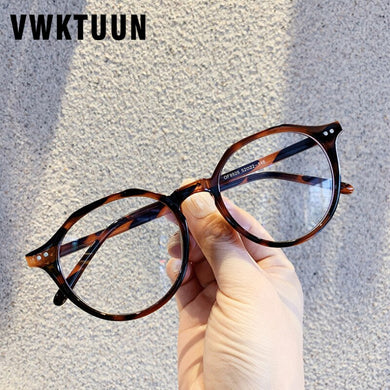 VWKTUUN Rivetto Telaio Vintage Occhiali Da Vista Ottici Telaio Miopia Rotonda In Metallo Uomo Donna Occhiali Occhiali da vista Oculos de grau Eyewear